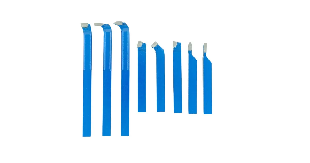 8 delige widia beitelset met gesoldeerde / opgebraseerde beitels kwaliteit P25 12x12 mm MW Tools