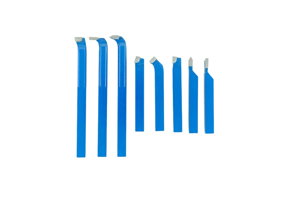 8 delige widia beitelset met gesoldeerde / opgebraseerde beitels kwaliteit P25 12x12 mm MW Tools
